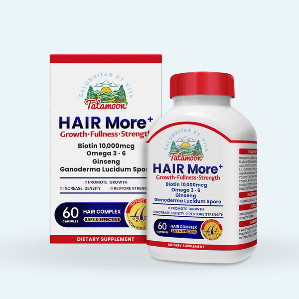 HAIR More+，Reduce hair loss and strengthen hair.10,000mcg Biotin，60 capsules